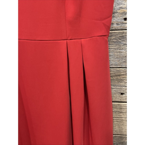 LOFT Women's Fire Red Fit & Flare‎ Dress Cap Sleeve Size 8 Pleated Zip On Lined - Picture 6 of 12